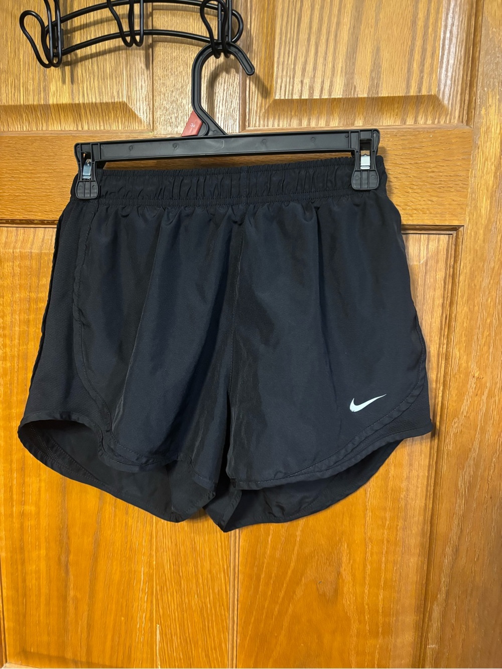 Nike Black Women's Athletic Running Shorts with White Swoosh